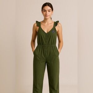 Saturday Morning Pancakes Green Cotton Jumpsuit L Boho Grunge Lagenlook